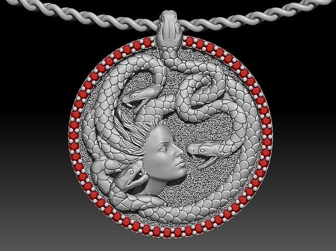 Medusa Sculpture pendant jewelry Gold necklace  3D print model