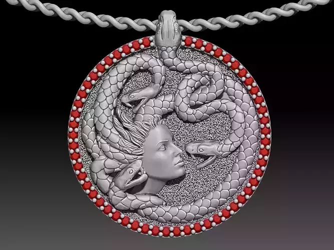 Medusa Sculpture pendant jewelry Gold necklace 