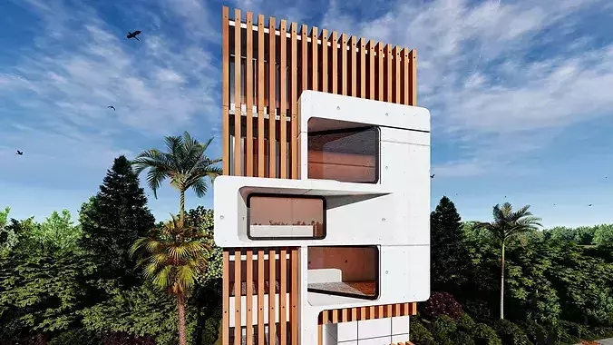 Modern Building N26  3D model 4