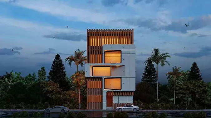 Modern Building N26  3D model 6