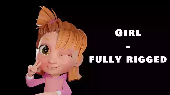 Cartoon Girl - Fully Rigged Low-poly 3D model