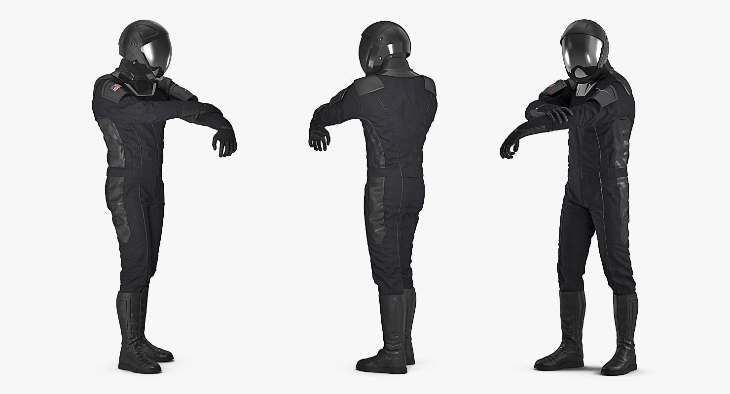 Sci-Fi Space Suit Black Rigged 3D model_4