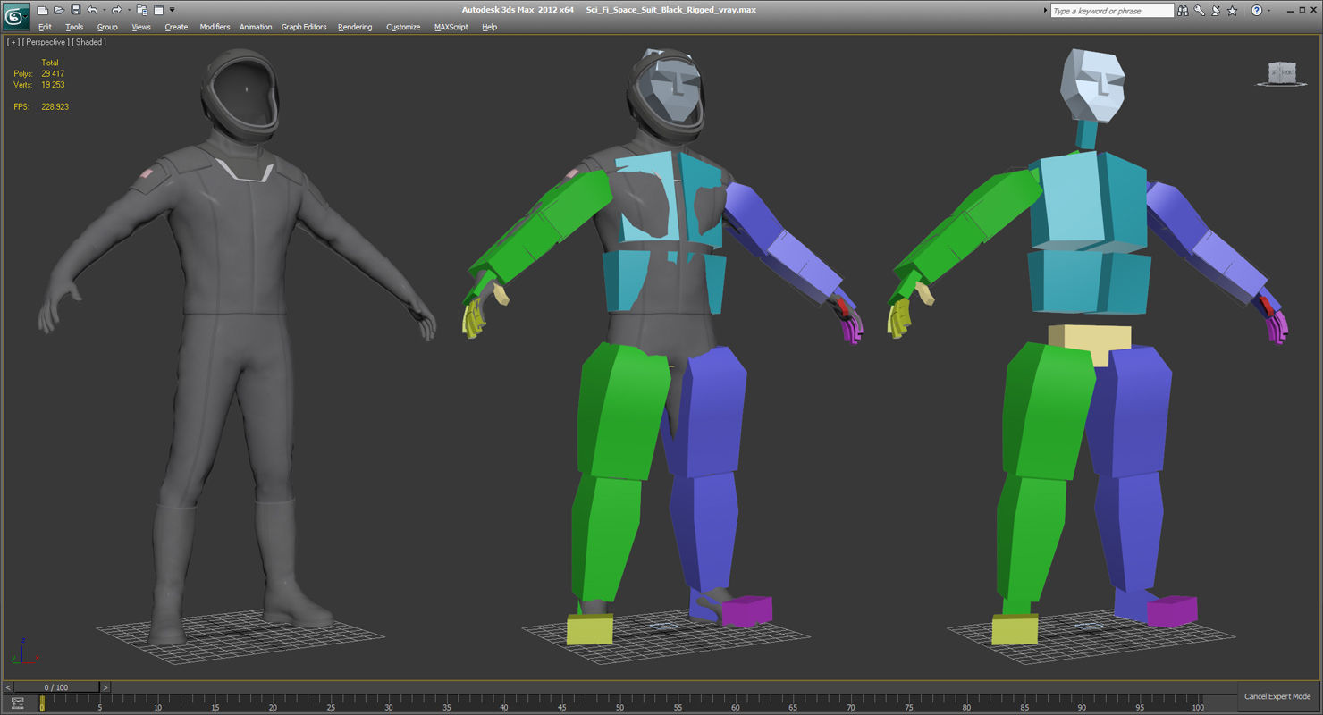 Sci-Fi Space Suit Black Rigged 3D model_23