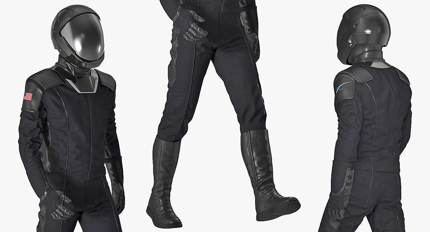 Sci-Fi Space Suit Black Rigged 3D model_13