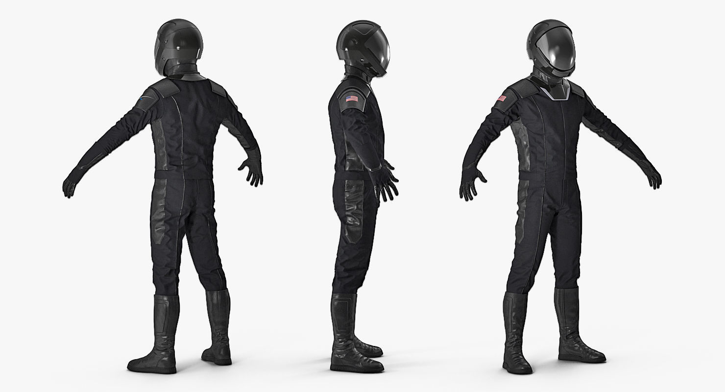 Sci-Fi Space Suit Black Rigged 3D model_2