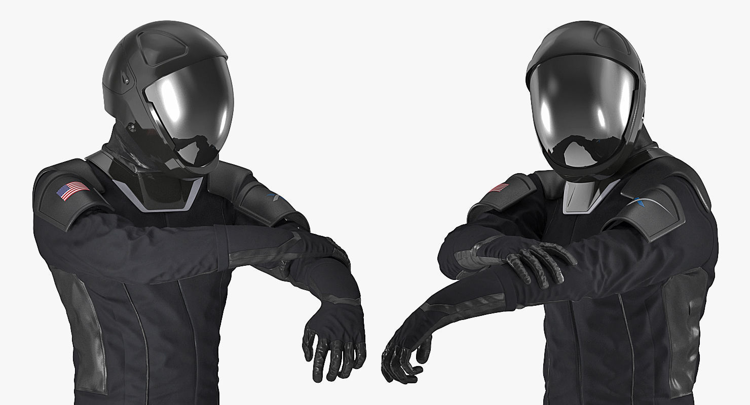 Sci-Fi Space Suit Black Rigged 3D model_14