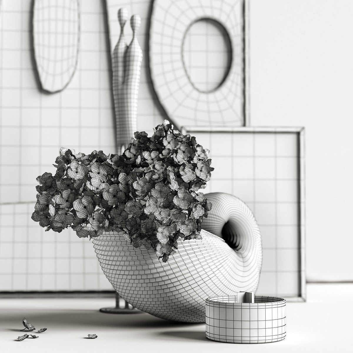 Pampas and hydrangea 3D model_5