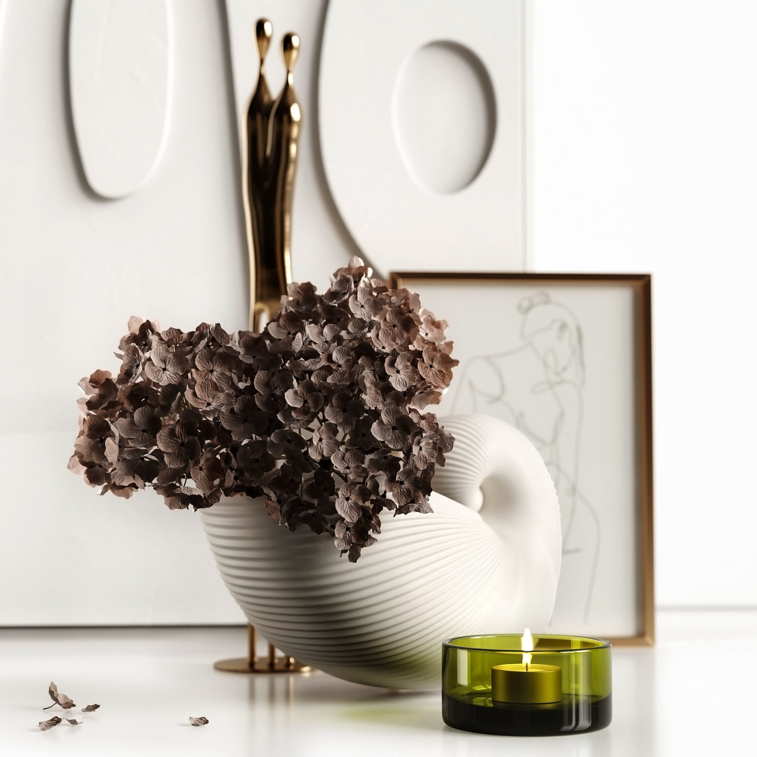 Pampas and hydrangea 3D model_4