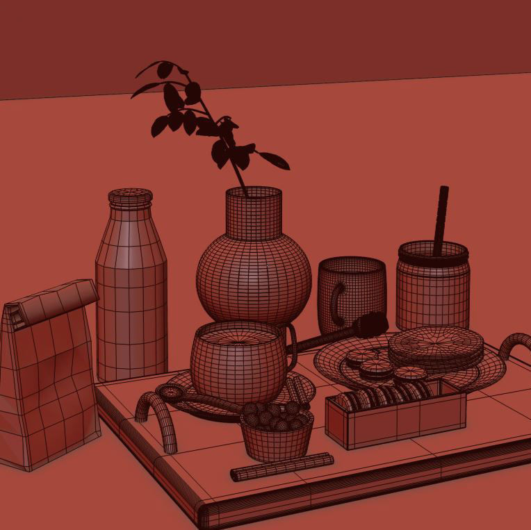 Coffee table set  3D model_7