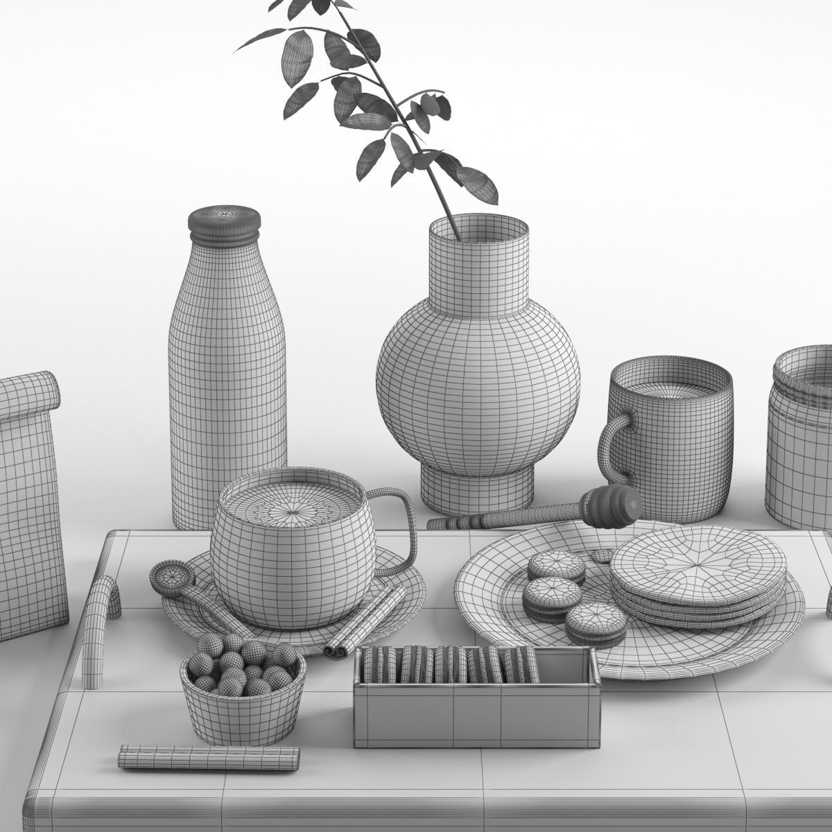 Coffee table set  3D model_10