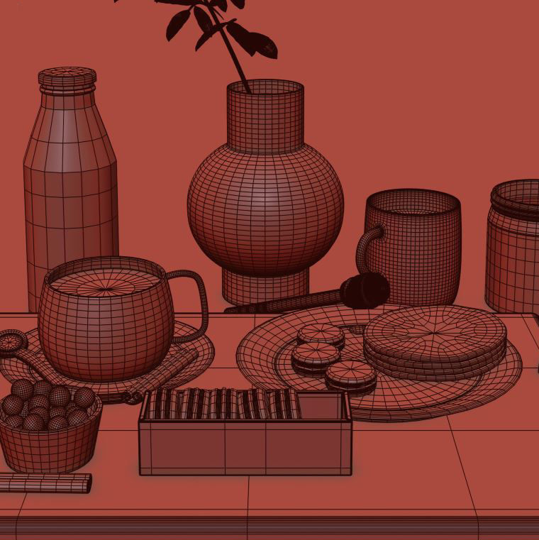 Coffee table set  3D model_8