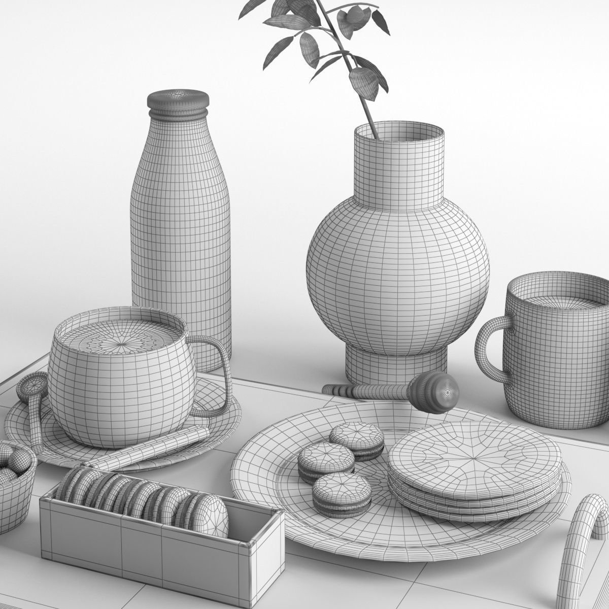 Coffee table set  3D model_11