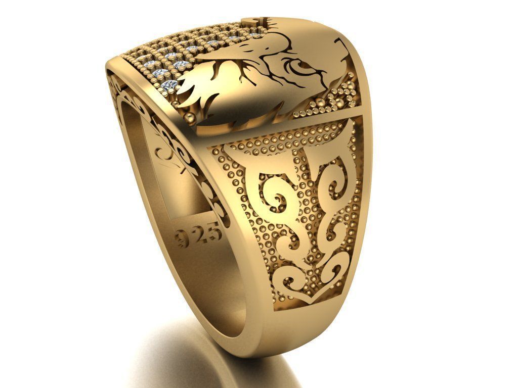 eagle ring 3D print model_35
