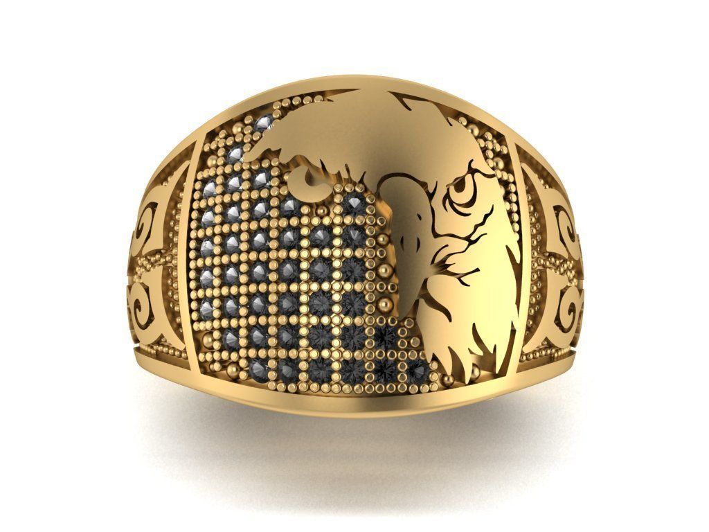 eagle ring 3D print model_6