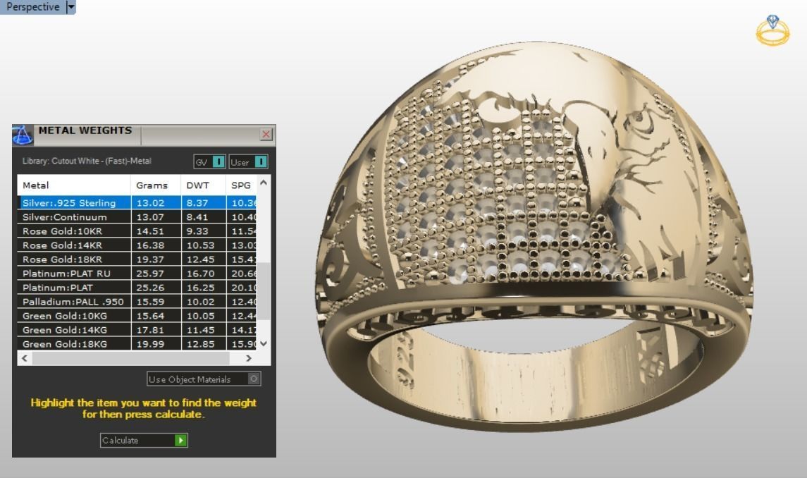 eagle ring 3D print model_30