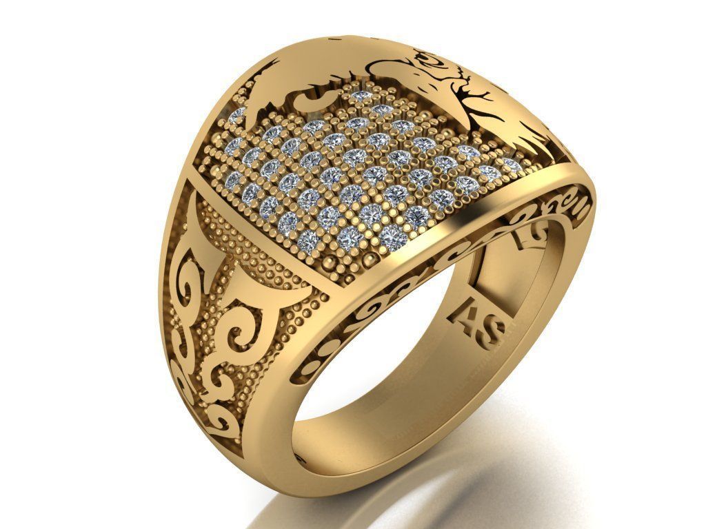 eagle ring 3D print model_36