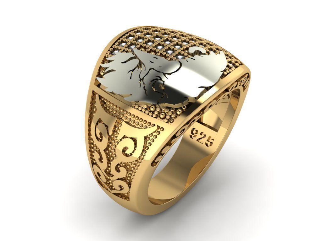 eagle ring 3D print model_13