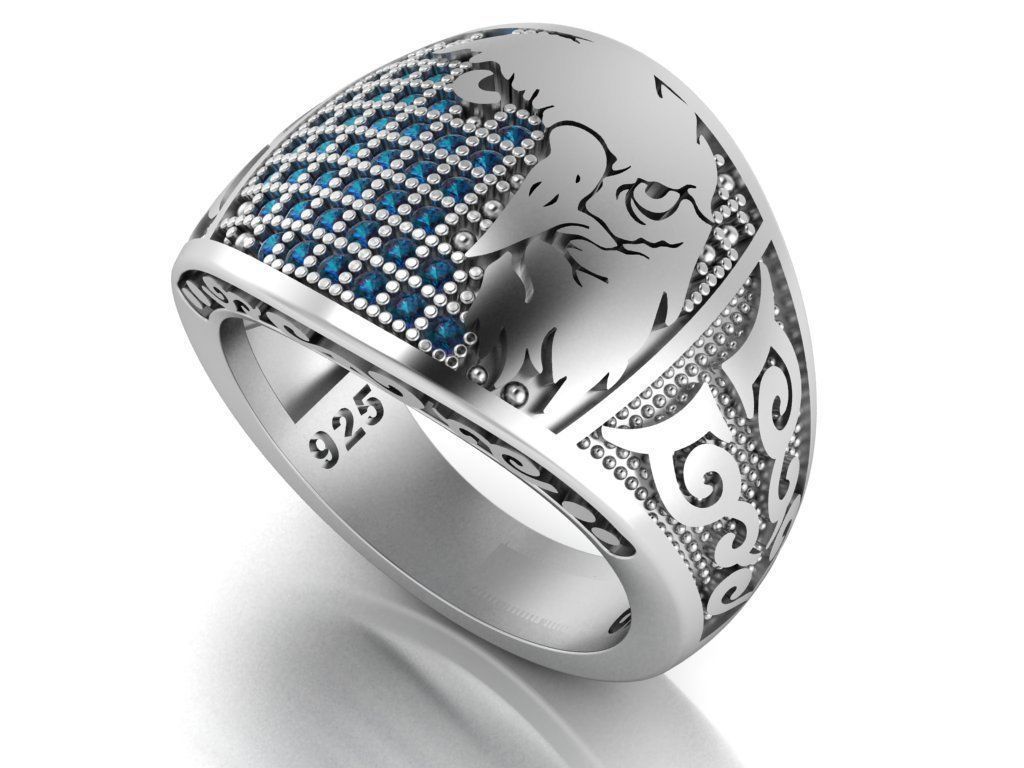 eagle ring 3D print model_32