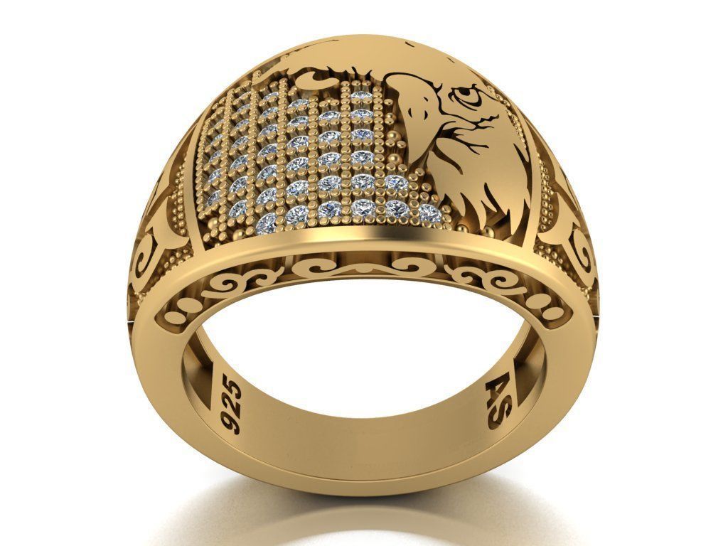 eagle ring 3D print model_7