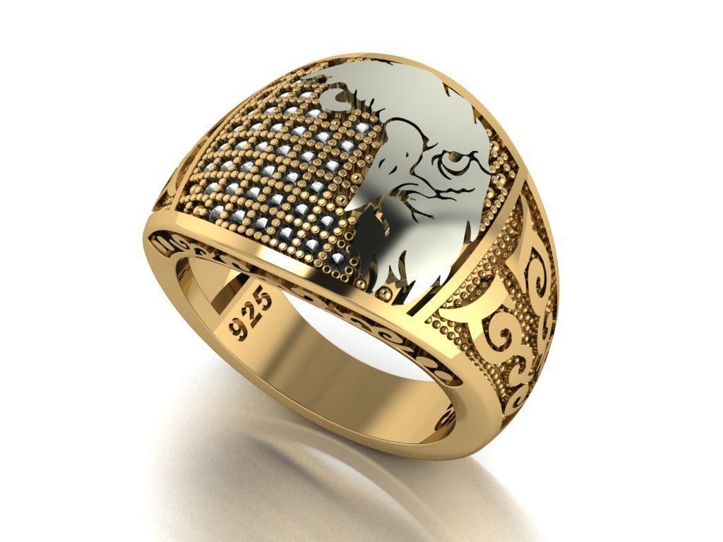 eagle ring 3D print model_14