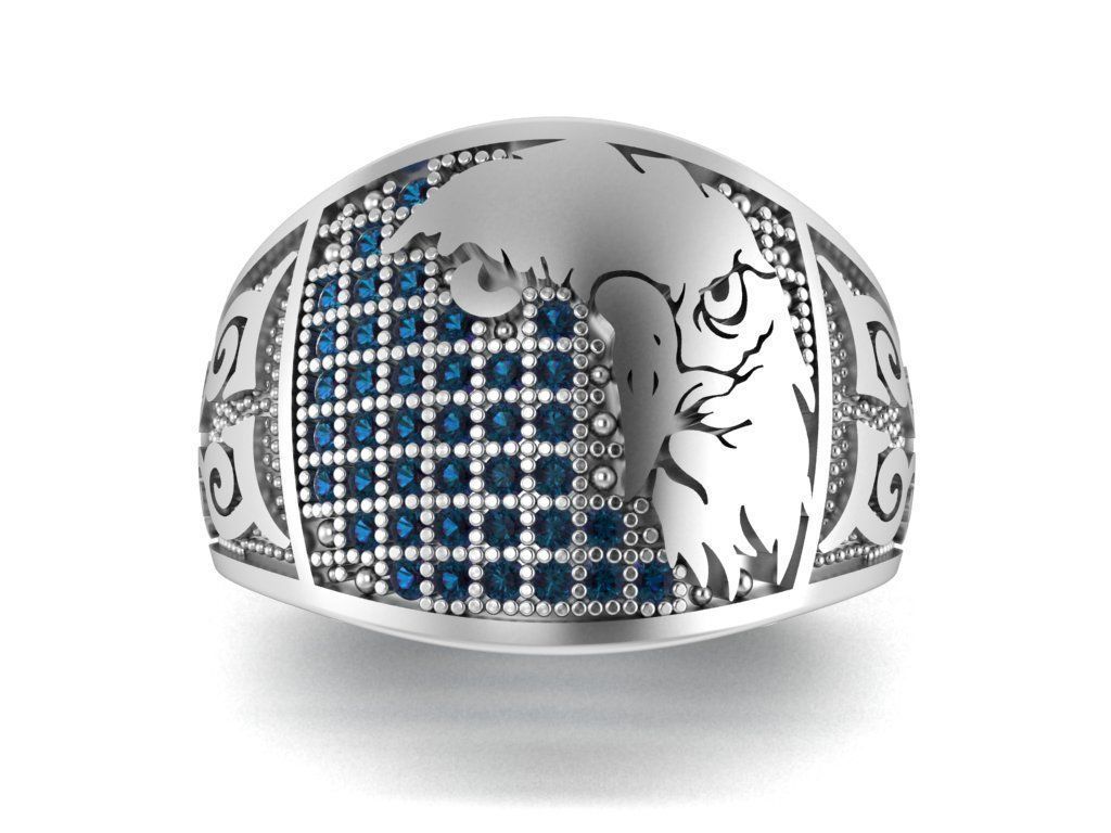 eagle ring 3D print model_2