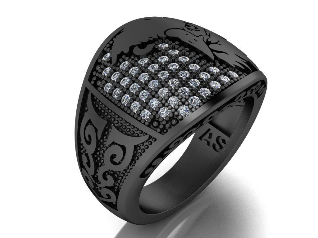 eagle ring 3D print model_11