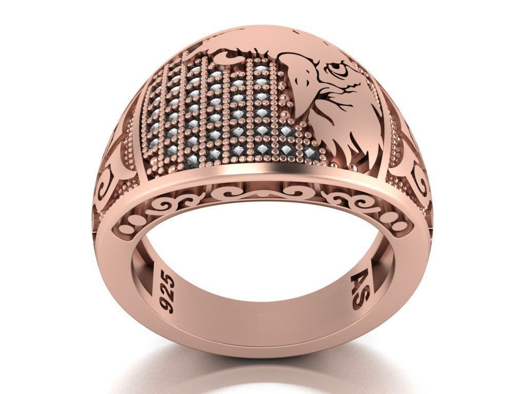 eagle ring 3D print model_8