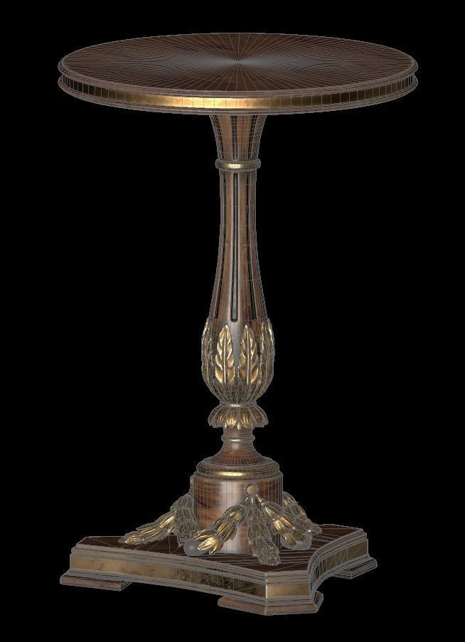 Baroque Style PBR Wood Table 3D model_4