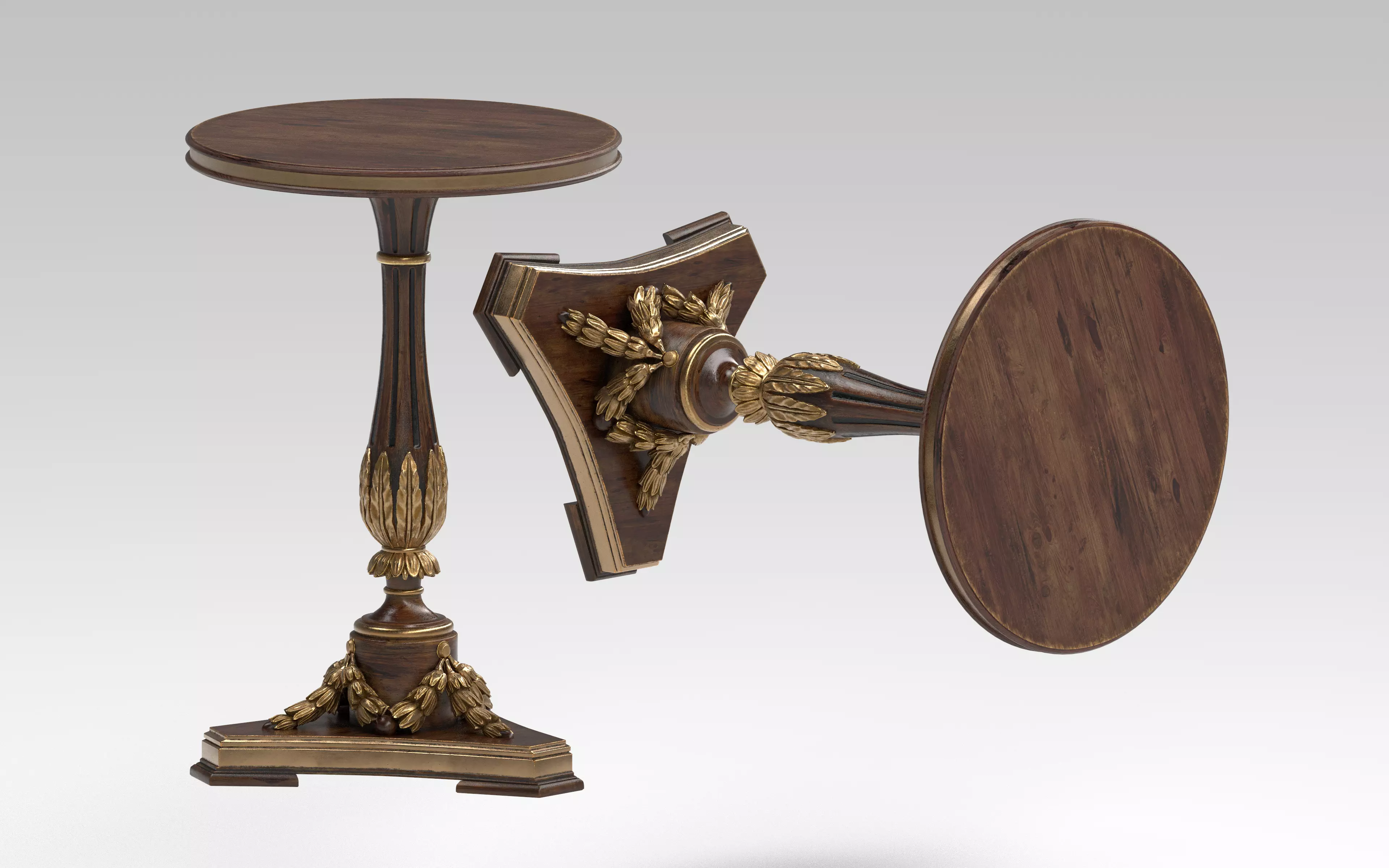 Baroque Style PBR Wood Table 3D model_0