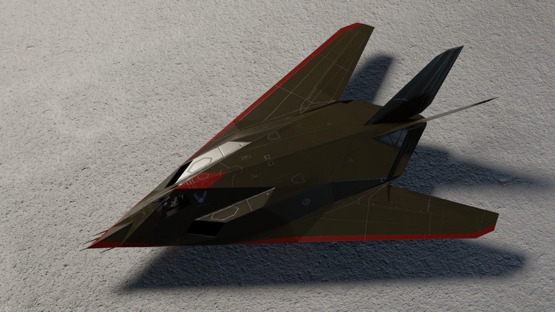 Lockheed F-117 Nighthawk stealth bomber Low-poly 3D model_7