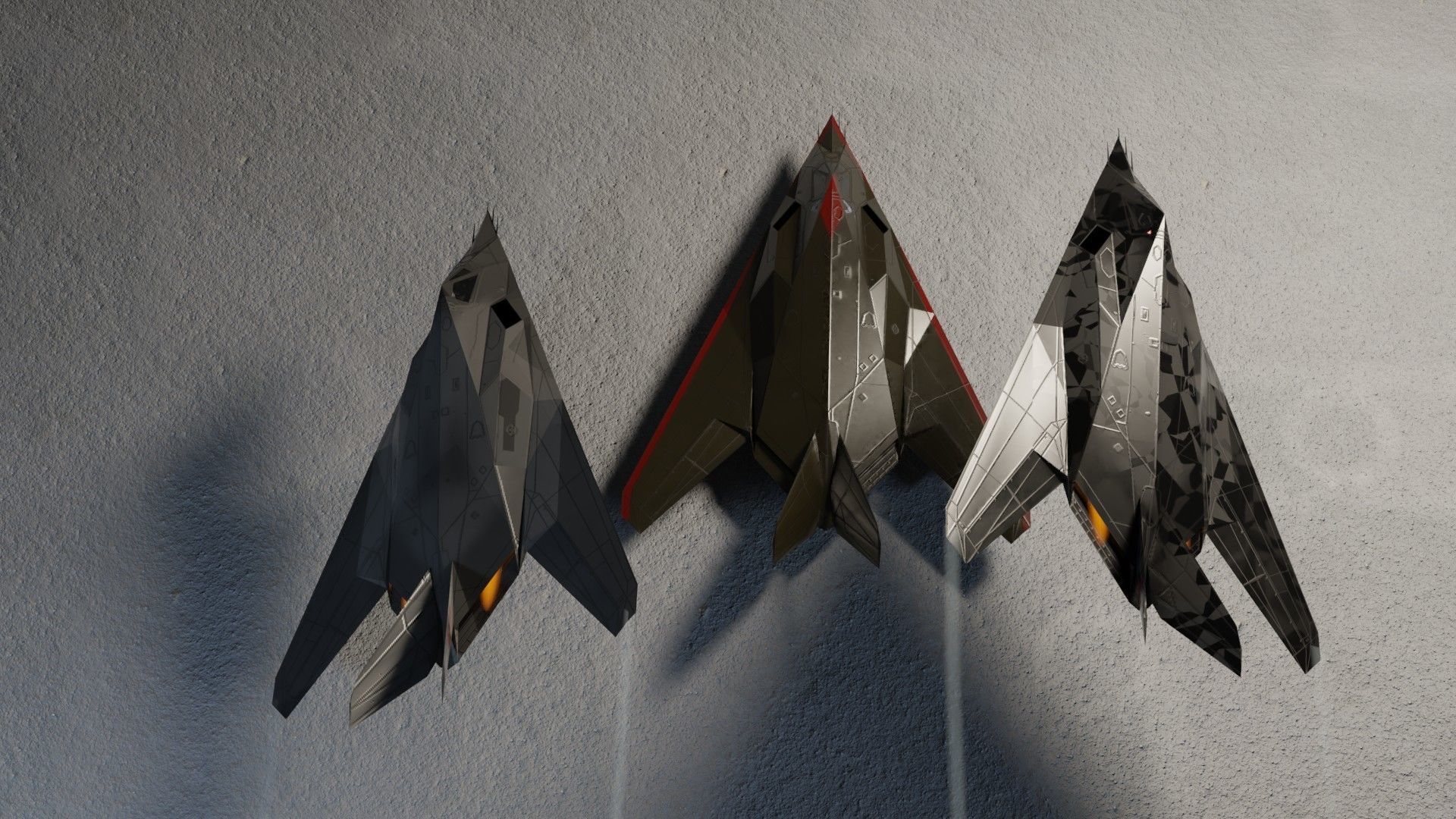 Lockheed F-117 Nighthawk stealth bomber Low-poly 3D model_2