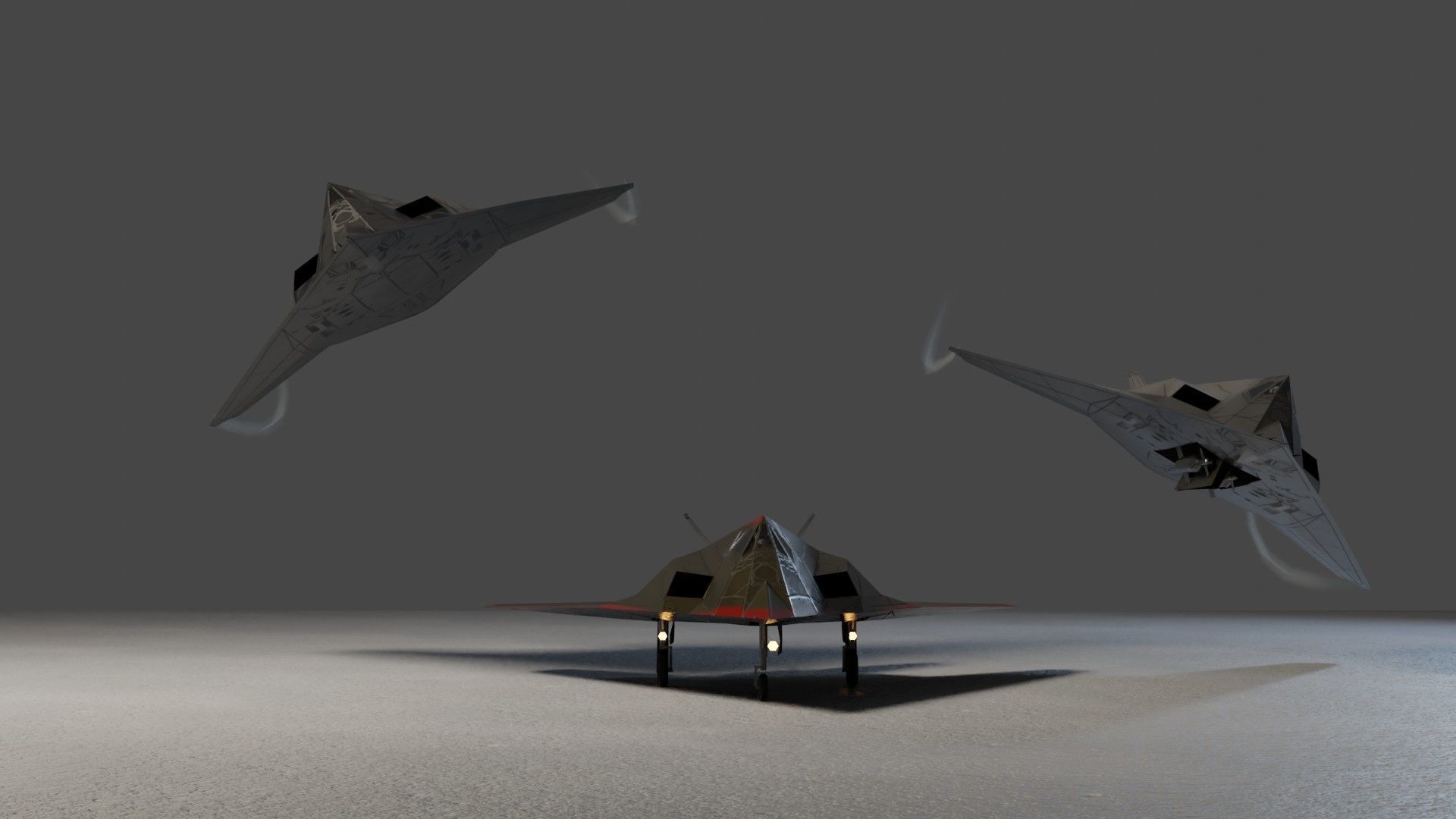 Lockheed F-117 Nighthawk stealth bomber Low-poly 3D model_5