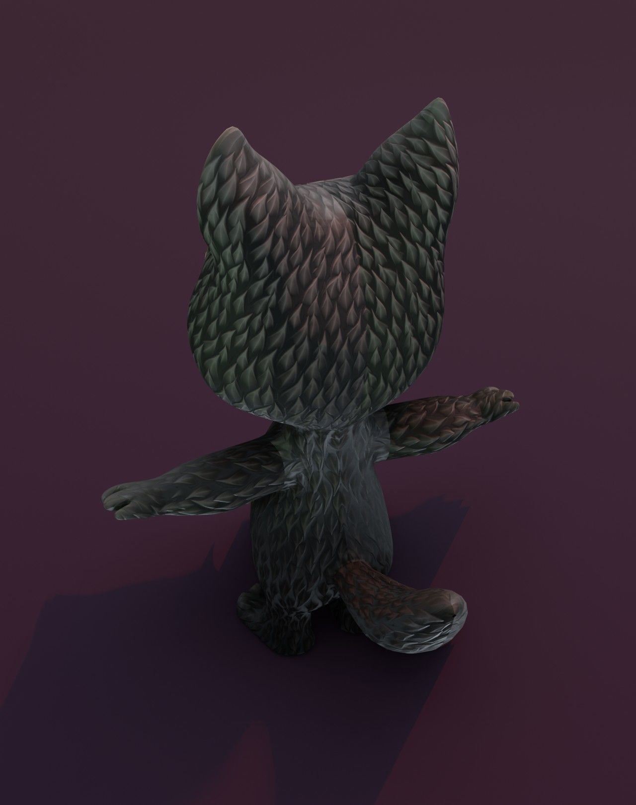 Cartoon Black Wolf Animated 3D Model Low-poly 3D model_7