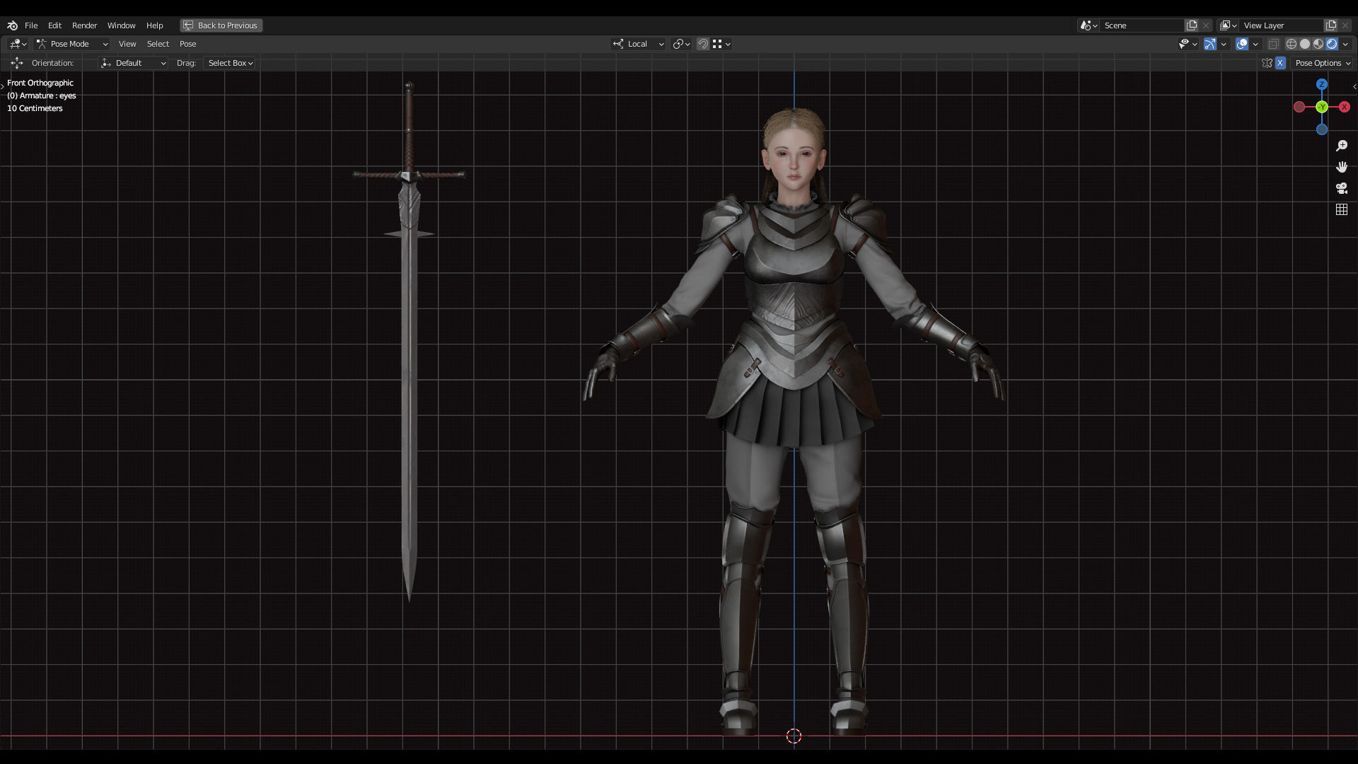 Knight Girl Modular Character Low-poly 3D model_17