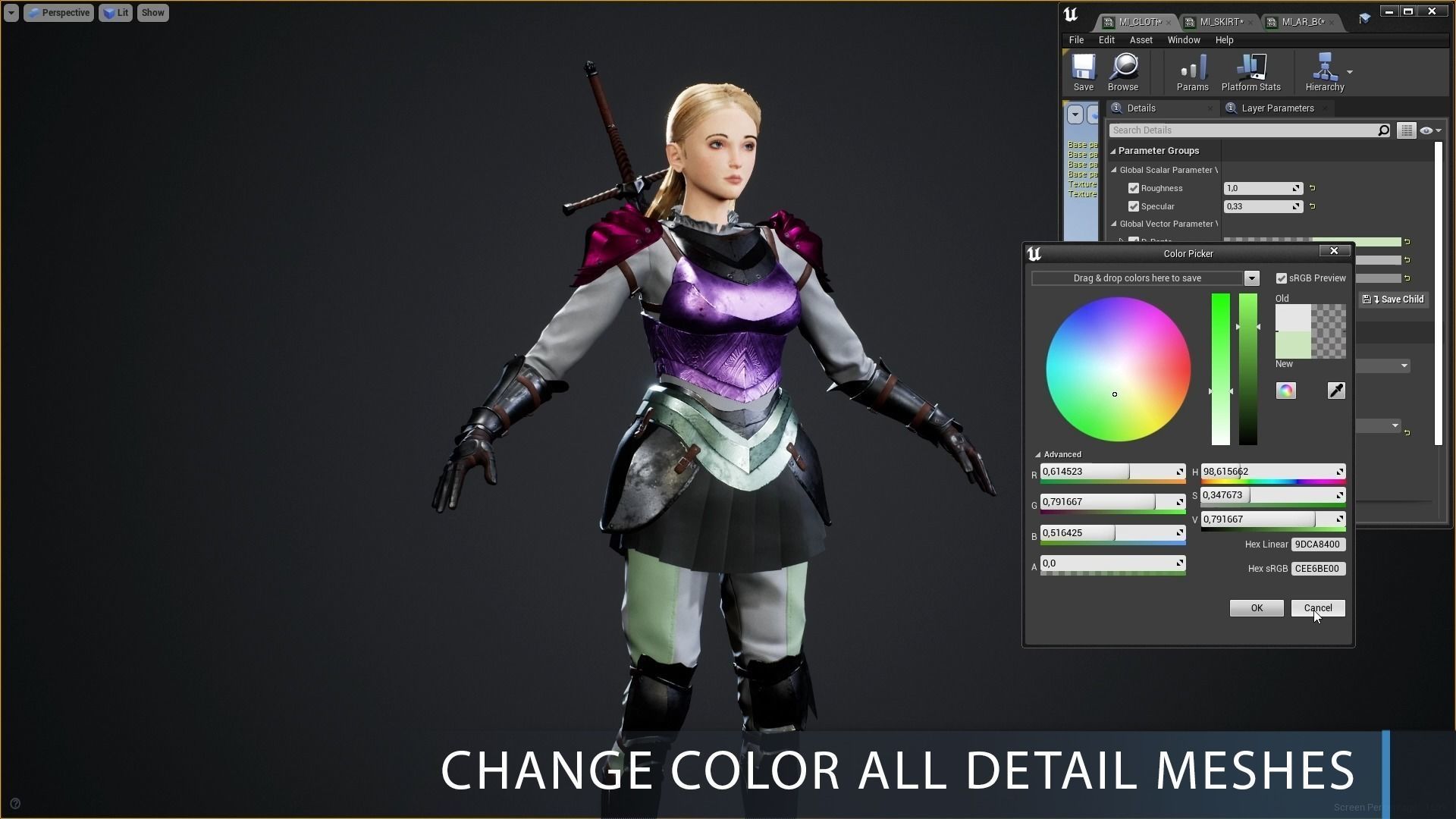 Knight Girl Modular Character Low-poly 3D model_18