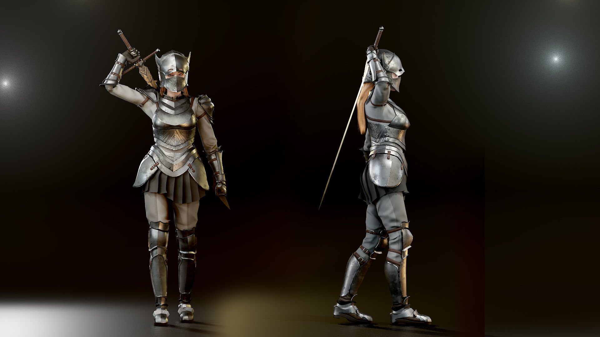 Knight Girl Modular Character Low-poly 3D model_24