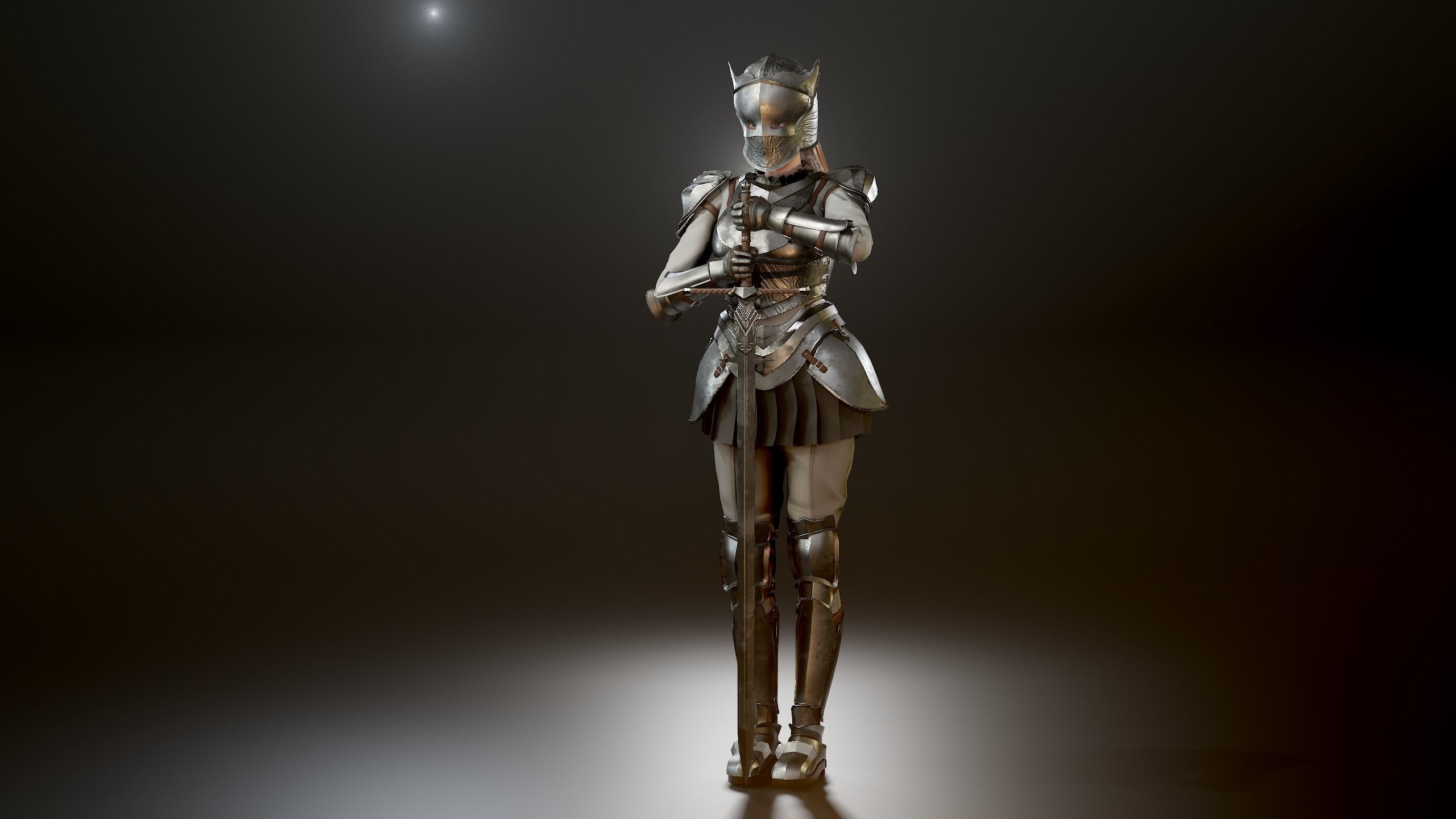 Knight Girl Modular Character Low-poly 3D model_26