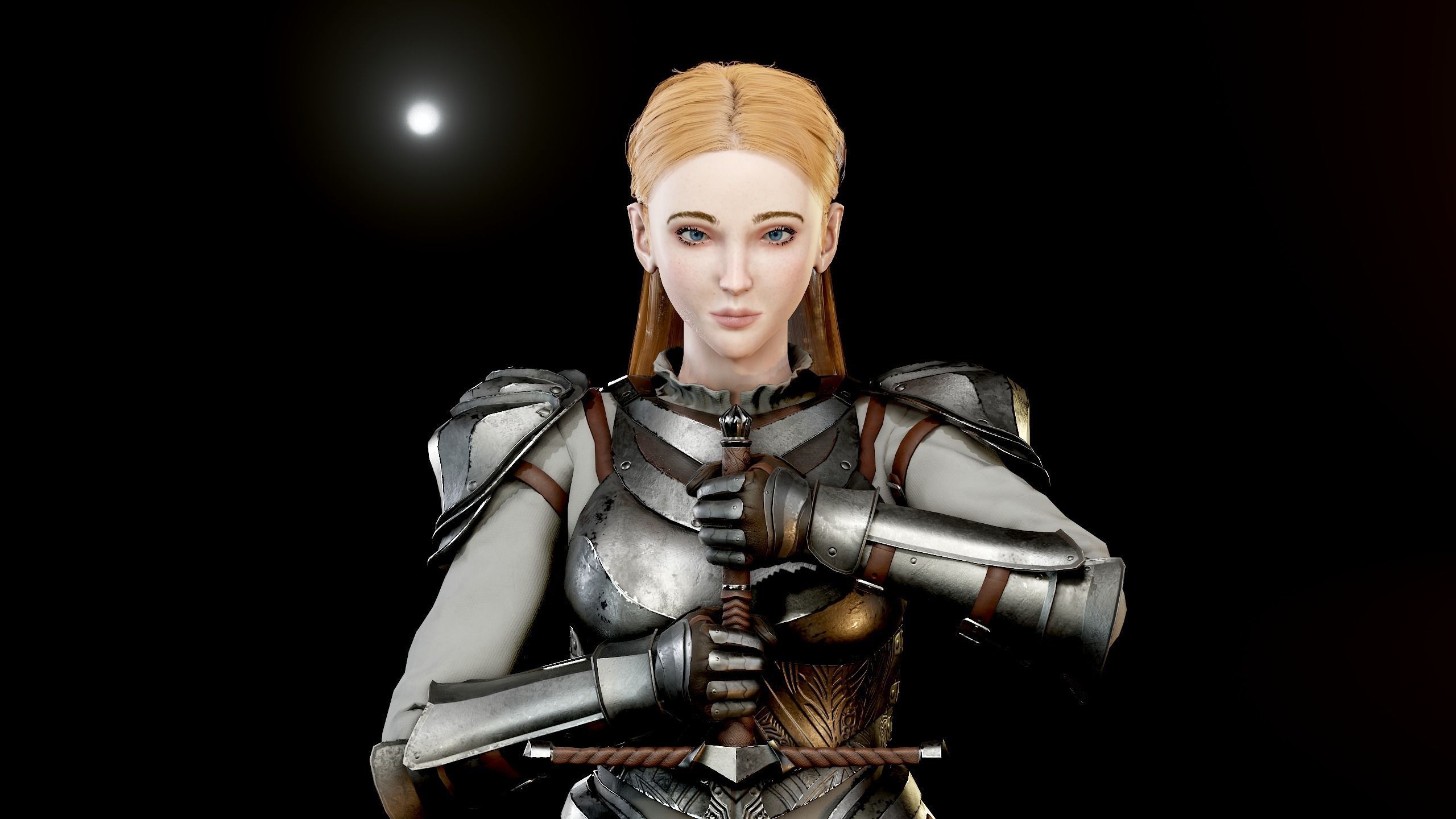 Knight Girl Modular Character Low-poly 3D model_25
