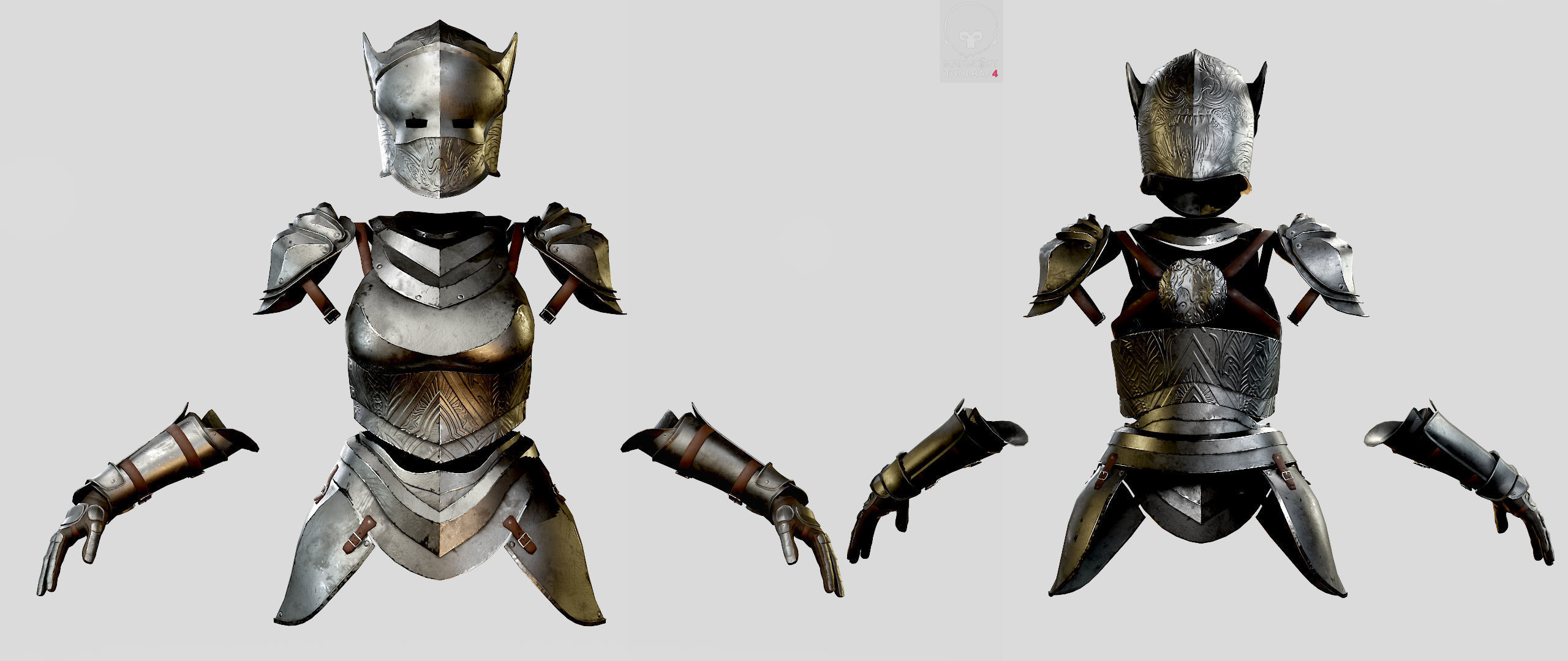 Knight Girl Modular Character Low-poly 3D model_11