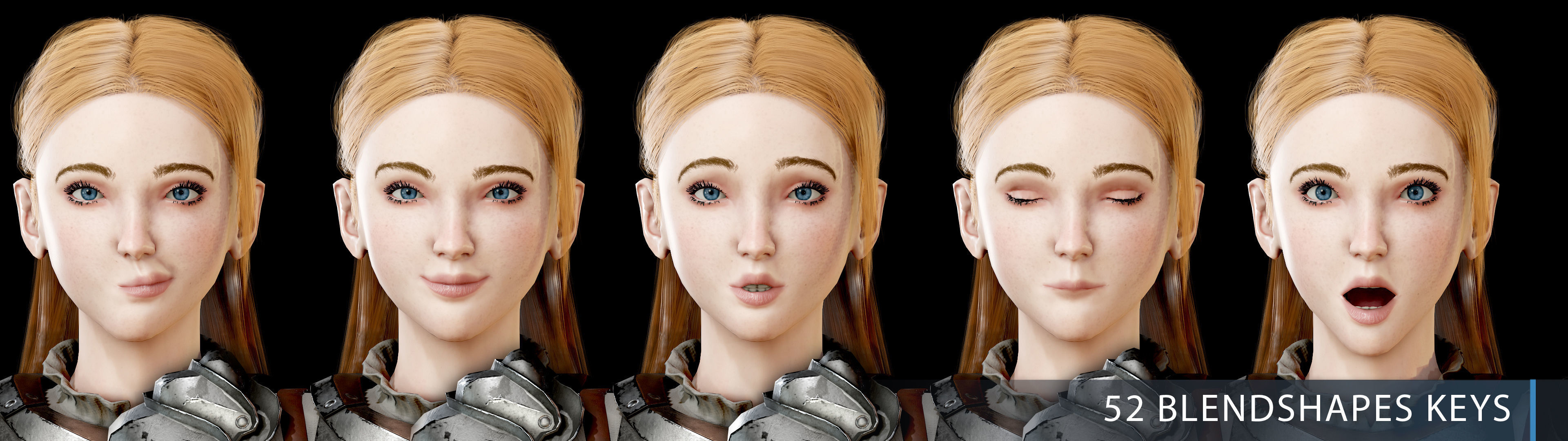 Knight Girl Modular Character Low-poly 3D model_10