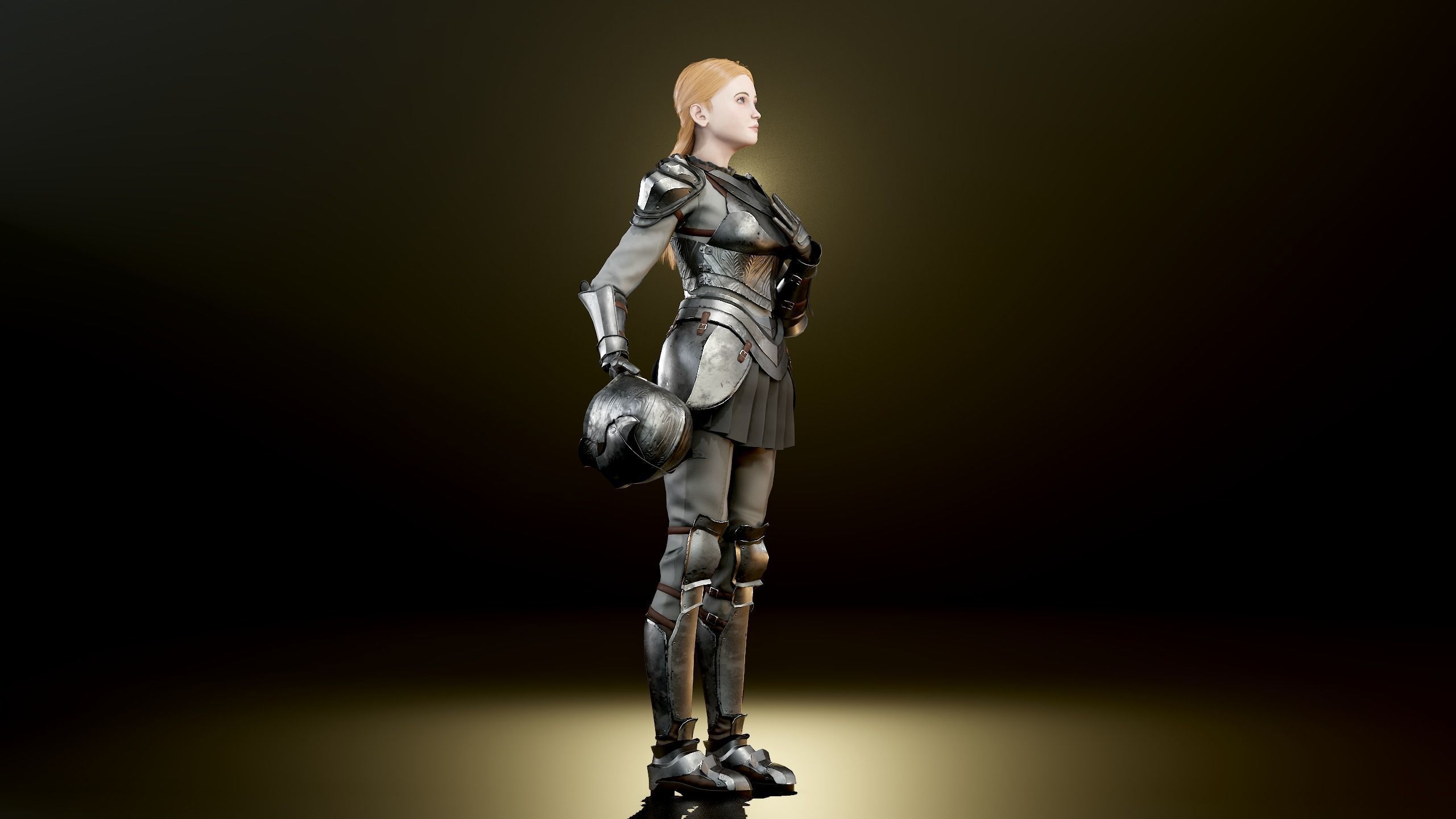 Knight Girl Modular Character Low-poly 3D model_30