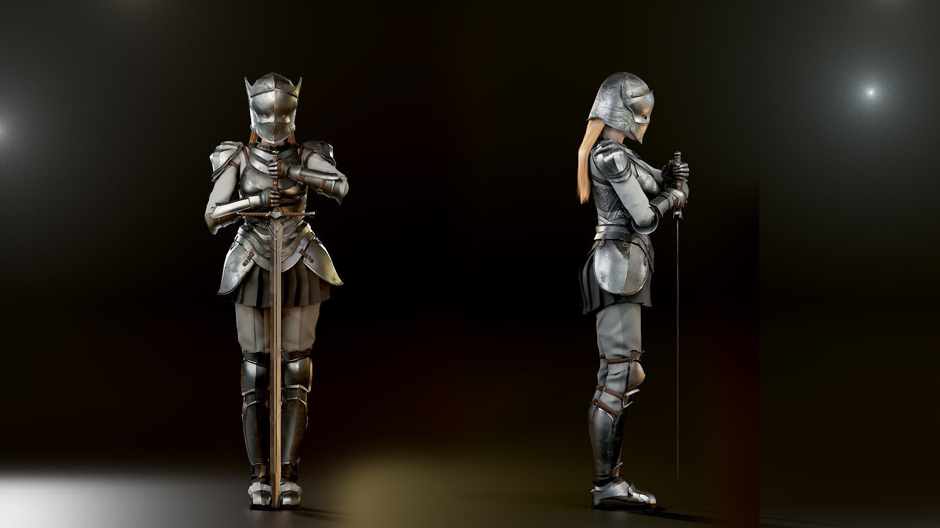 Knight Girl Modular Character Low-poly 3D model_22