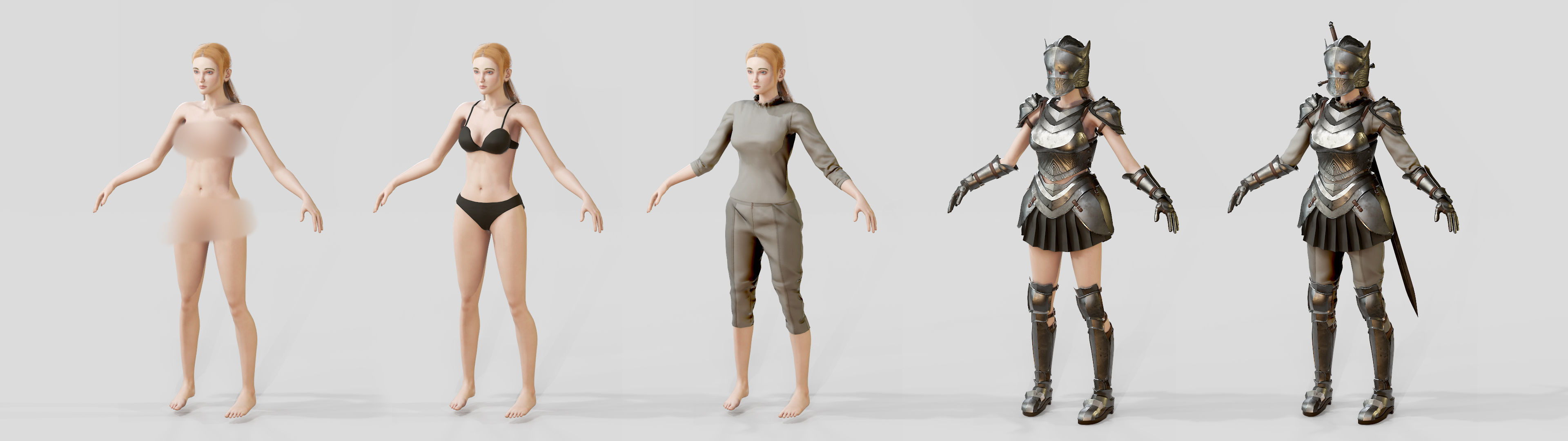 Knight Girl Modular Character Low-poly 3D model_7