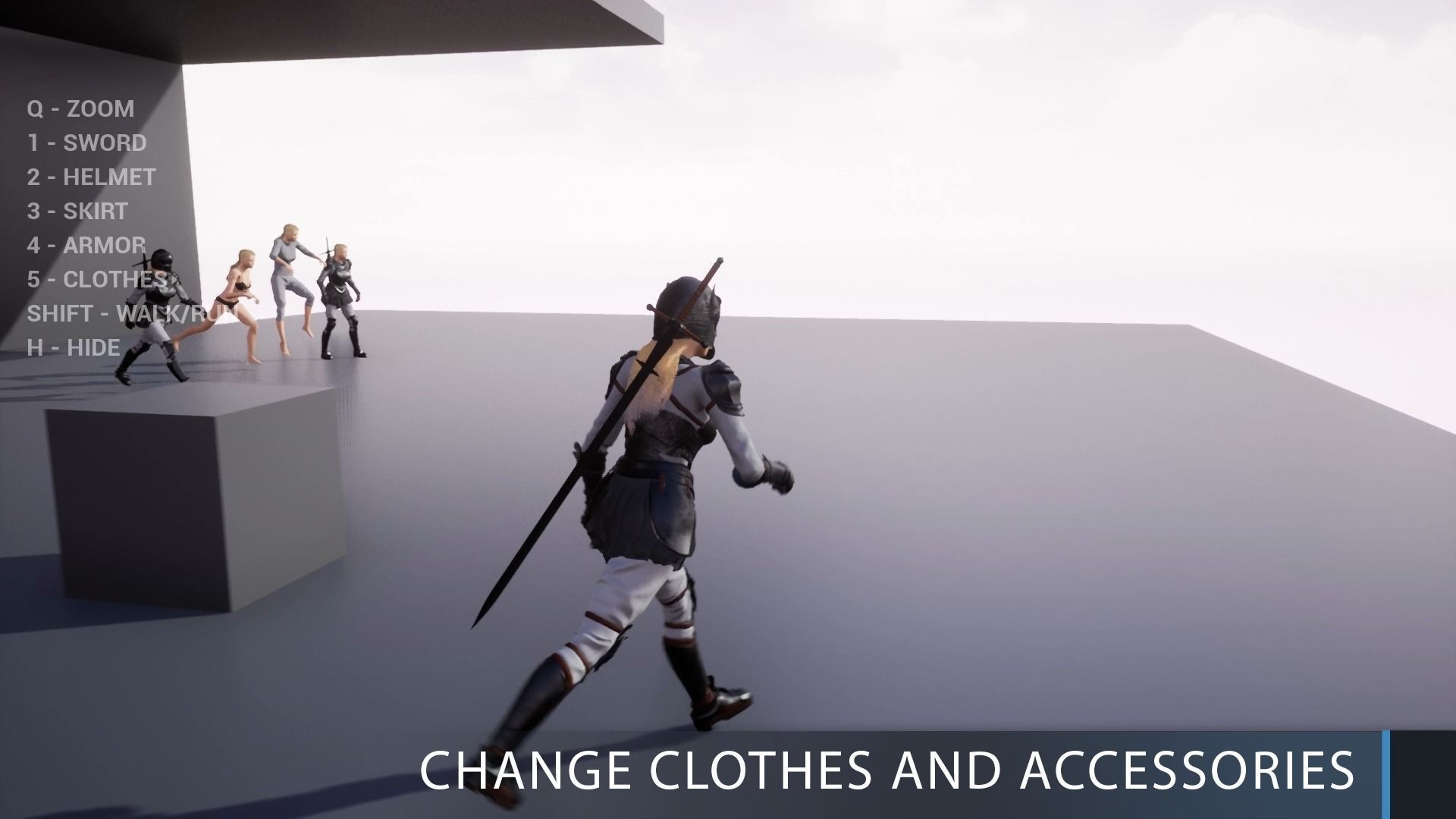 Knight Girl Modular Character Low-poly 3D model_20