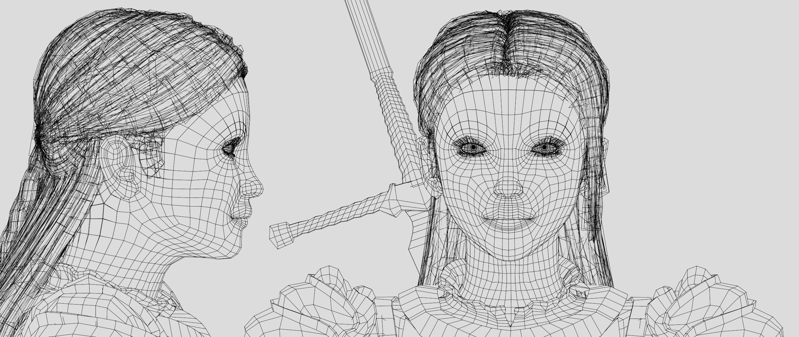 Knight Girl Modular Character Low-poly 3D model_9