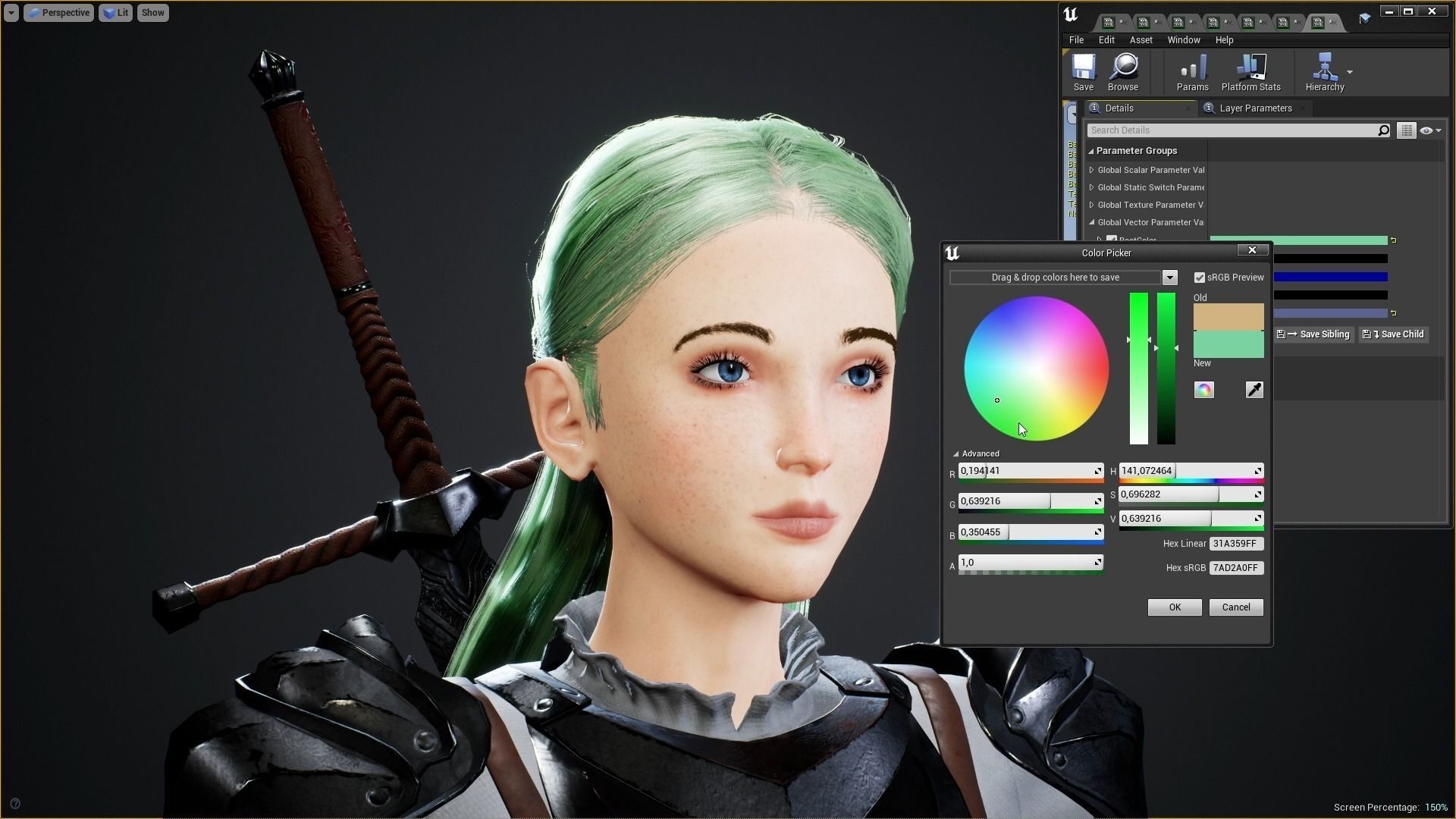 Knight Girl Modular Character Low-poly 3D model_19