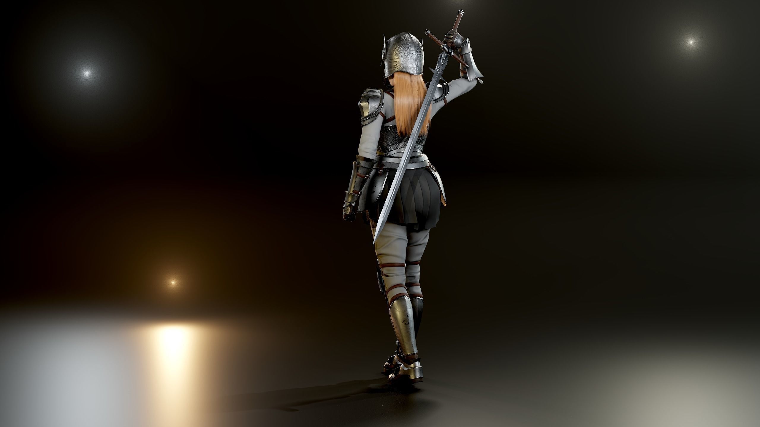 Knight Girl Modular Character Low-poly 3D model_28