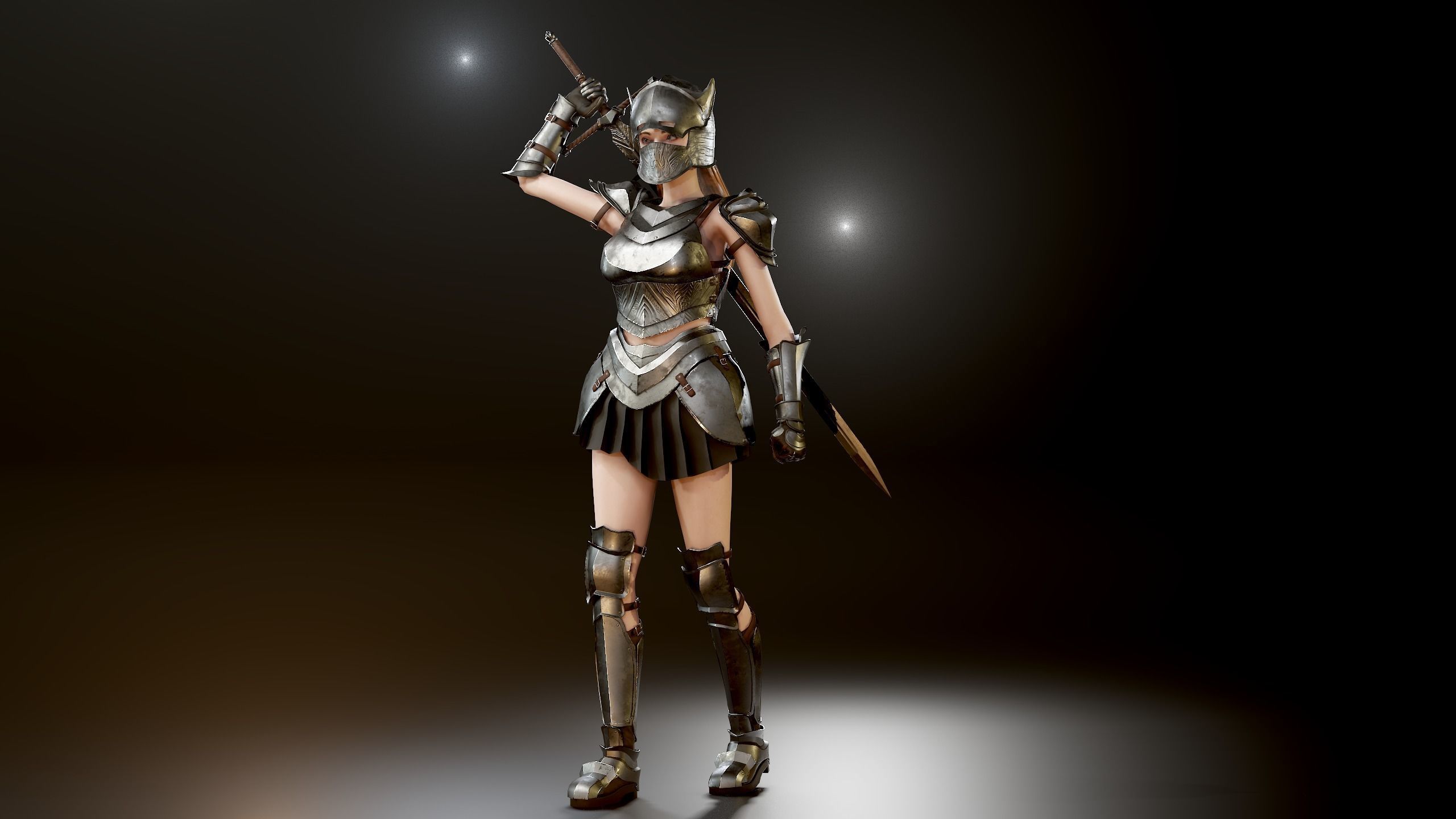 Knight Girl Modular Character Low-poly 3D model_27