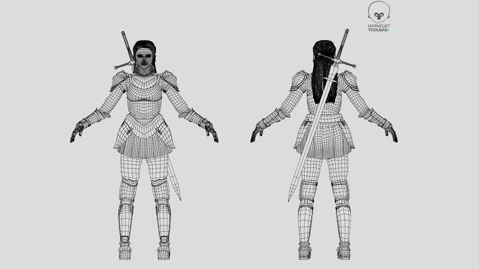 Knight Girl Modular Character Low-poly 3D model_6