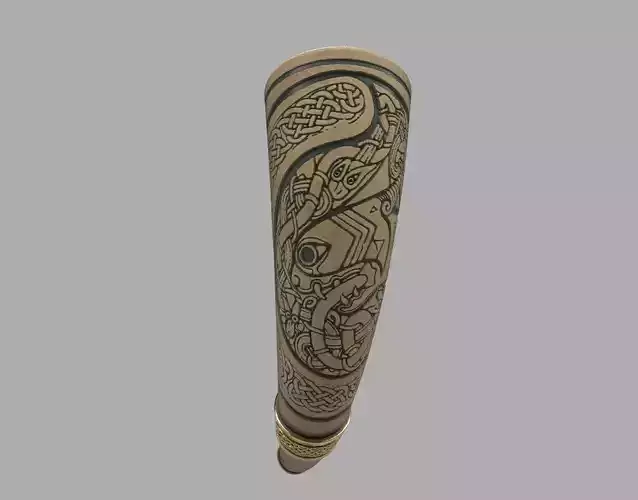 Viking drinking horn with ornamental dragon design